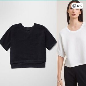 Aritzia Babaton Donald black short sleeve ribbed Knit Top size Large